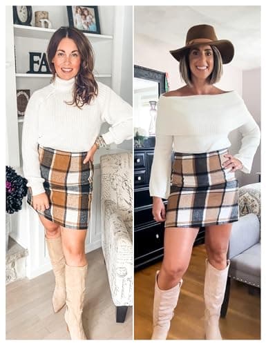 UANEO High Waisted Plaid Mini Skirt for Women
