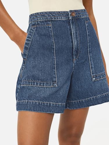 PLNOTME Women's High-Waisted Wide Leg Denim Shorts with Pockets