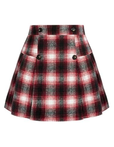 Women's 2024 Plaid Mini Skirt by Kate Kasin — Wine Red