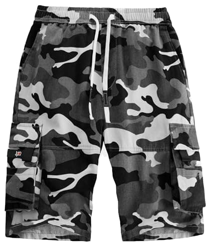 ELETOP Men's Cargo Shorts With Elastic Waist — 901 Grey Camo