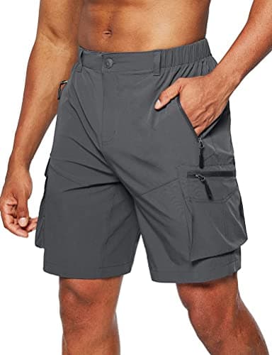 IDEALSANXUN Men's Cargo Shorts: Casual Work, Baggy, Hiking Tactical Summer Shorts — Dark Grey