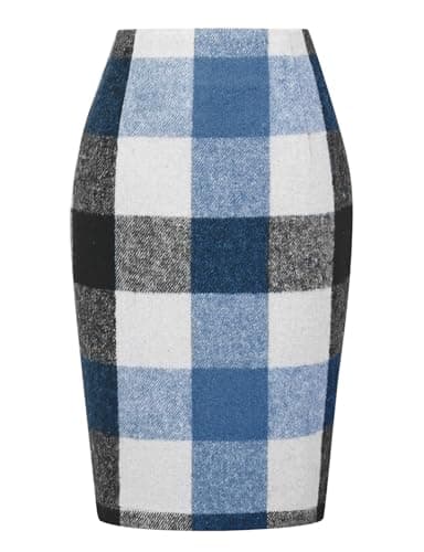 2024 Fall/Winter Plaid Midi Skirt for Women — Blue