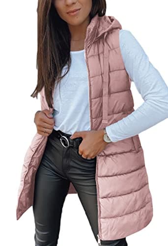 Women's Winter Hooded Puffer Vest — Pink