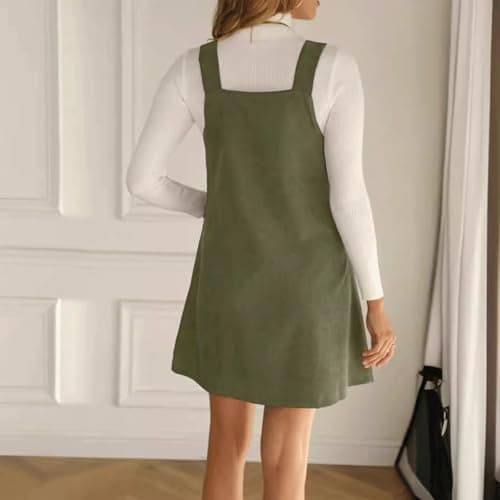 Women's Casual Corduroy Tunic Dress with Pockets