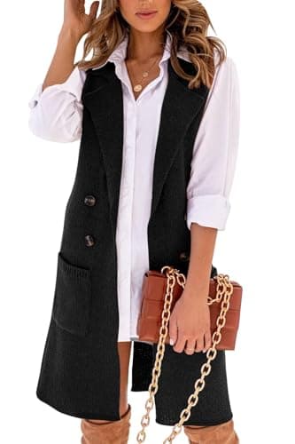 Women's Long Knit Sweater Vest for Fall and Winter — Black