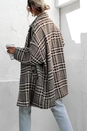 Chouyatou Women's Winter Houndstooth Wool Blend Peacoat