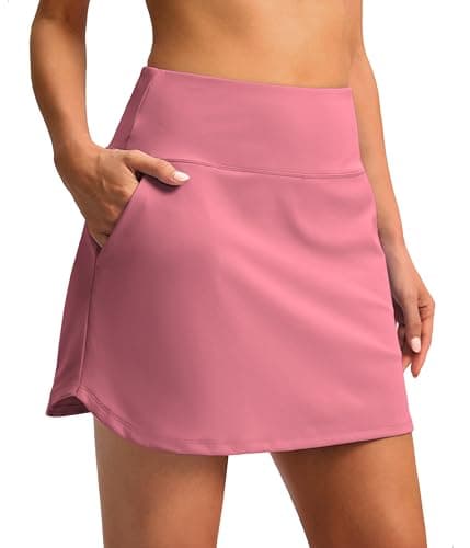 SANTINY High Waisted Tennis Skort for Women with Pockets — Pink