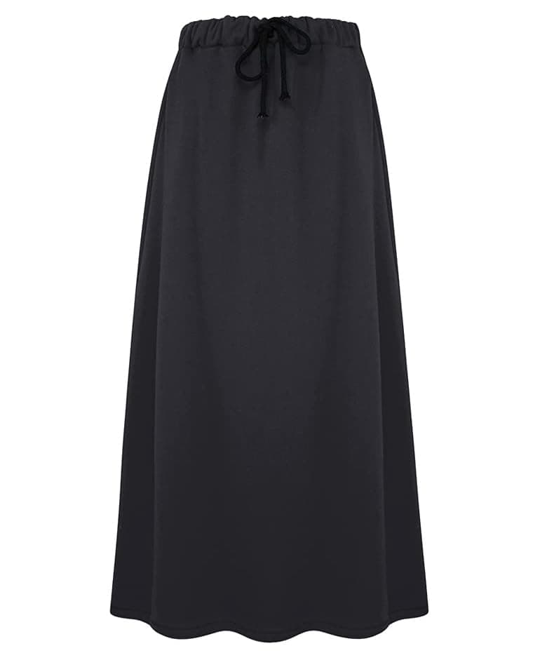 IDEALSANXUN Fleece Lined Long Waisted Warm Winter Skirts for Women with Pockets — Dark Grey/Midi Length