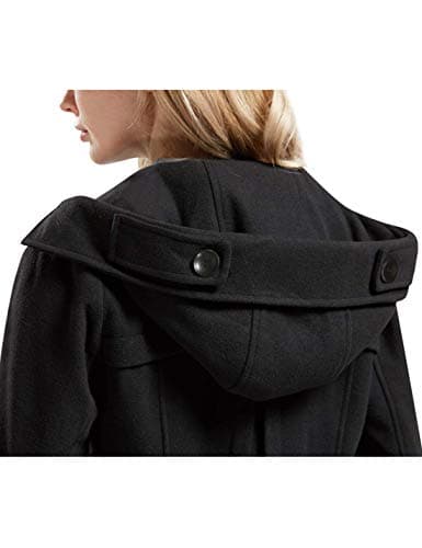 Tanming Women's Warm Double Breasted Wool Pea Coat Jacket with Hood