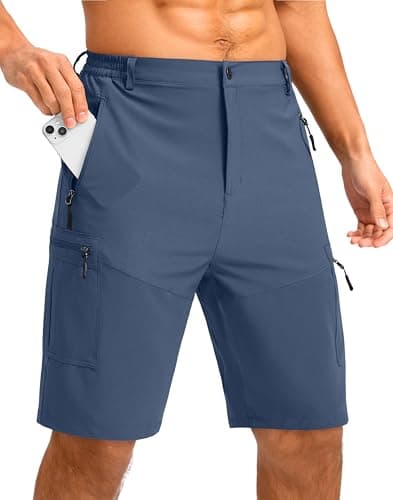Pudolla Men's Lightweight 11" Cargo Shorts for Summer Travel and Outdoor — Tibetan Blue