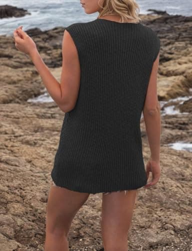 IDEALSANXUN Women's V-Neck Knit Sleeveless Cardigan Vest Casual Cute