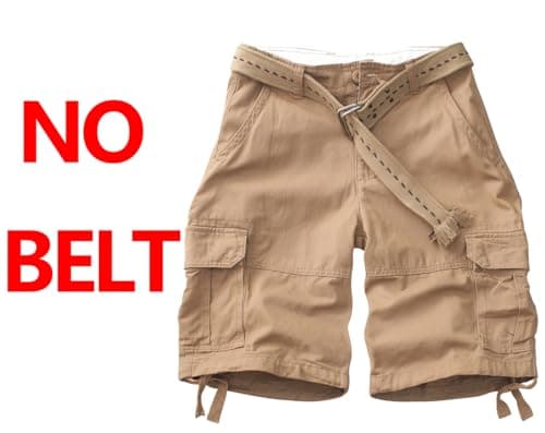 AKARMY Men's Camo Cargo Shorts with Multiple Pockets Casual Cotton Shorts — 8063 Deep Khaki