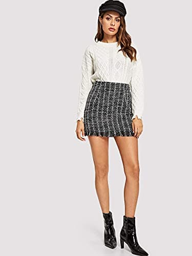 WDIRARA Women's Mid Waist Casual Plaid Above Knee Mini Skirt