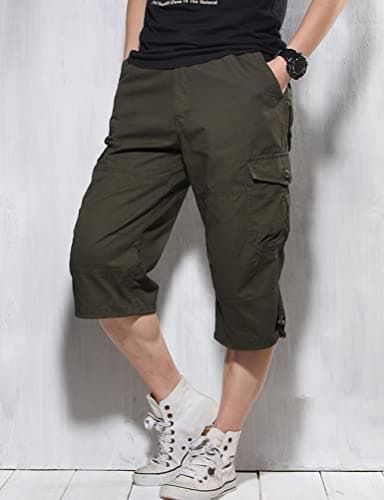 Long cargo shorts for men