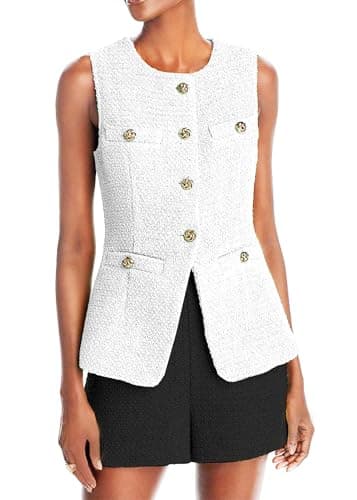 Mina Self Women's 2025 Summer Lightweight Y2K Tweed Vest Top Casual