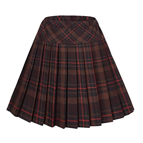Urban CoCo Women's Elastic Waist Tartan Pleated School Skirt — Series 21