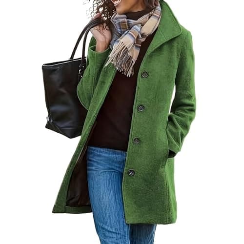 GVLDPOH Women's Winter Wool Blend Pea Coat with Stand Collar