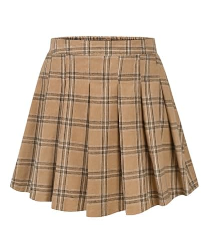 RITERA Plus Size Flared Casual Mini Skater Skirt/Pleated Plaid XL-5XL