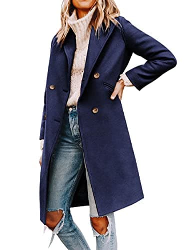 Yousify Women's Double Breasted Winter Pea Coat — 06-navy Blue