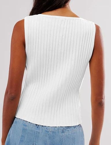 IDEALSANXUN Ribbed Button-Up Tank Tops for Women Y2K Cute Summer Tops