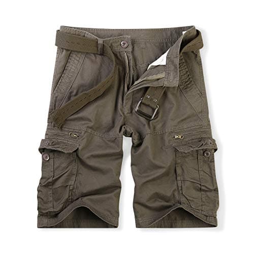 OCHENTA Men's Cargo Shorts with Zipper Pockets, Casual SummerOutdoor Work — Grey