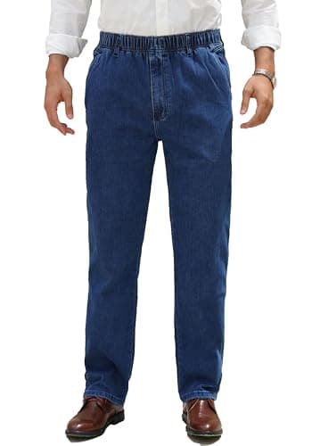 Stylish and Comfortable Elastic Waist Jeans for Men — Denim Blue