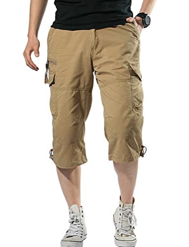Long cargo shorts for men — Khaki
