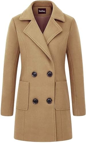 Elegant Women's Notched Collar Wool Blend Overcoat