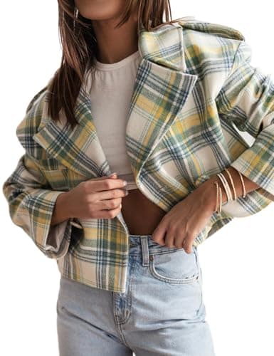 Stylish Plaid Cropped Blazers for Women (Fall/Winter)