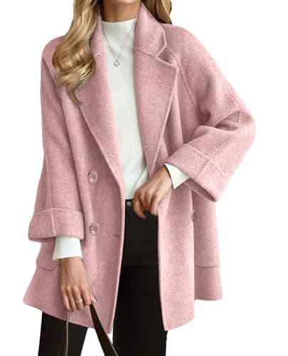 CHARTOU Women's Wool Peacoat Jacket for Winter — Pink