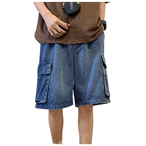 POHADON Men's Baggy Denim Shorts Casual Hip Hop Y2K Cargo Jeans