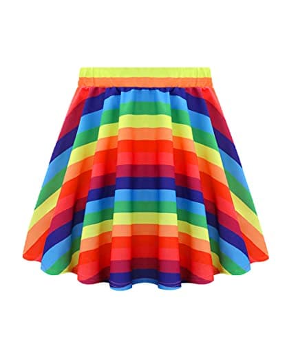 RITERA Plus Size Flared Casual Mini Skater Skirt/Pleated Plaid XL-5XL — A02-255-rainbow