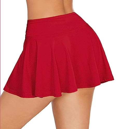 Avidlove Mini Pleated Drawstring Skater Skirt S-XXL — Wine Red