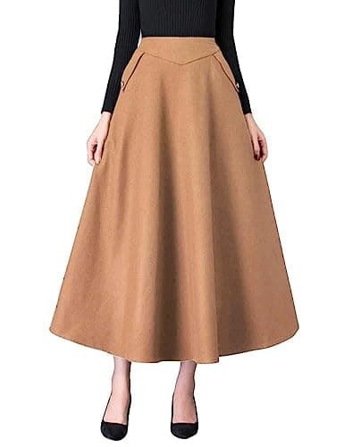 Ylingjun Warm Elastic High-Waisted Wool Skirt — Pure Khaki