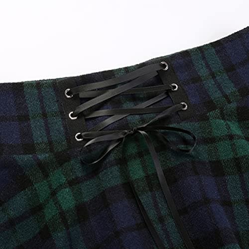 Wool Plaid Mini Gothic Skirts for Women