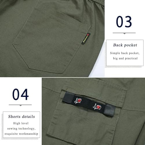 APTRO Men's Long Cargo Shorts With Elastic Waistband