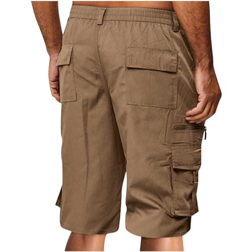 2024 Men's Elastic Waist Cargo Shorts Loose & Multi Pockets