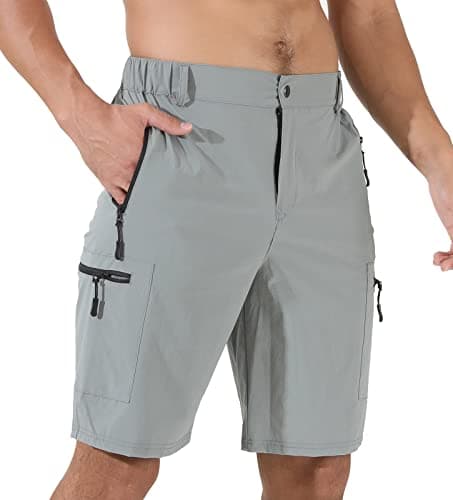 Suwangi Men's Quick-Dry Hiking Cargo Shorts with Multipocket — Light Gray