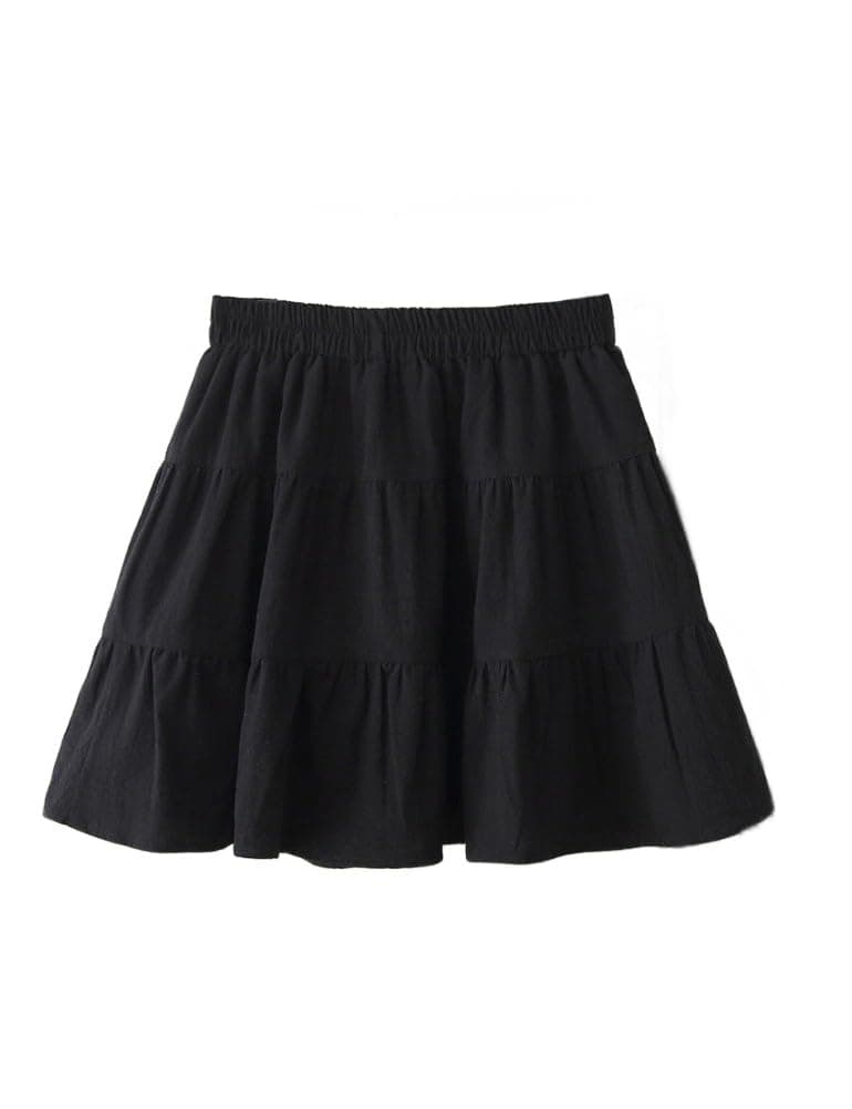 Black Linen Mini Skirt for Women
