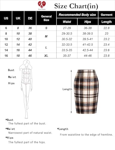 Women's High-Waist Wool Plaid Pencil Skirt for Fall and Winter