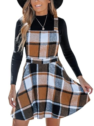 CUPSHE Women's Red Plaid Mini Dress — Khaki Plaid