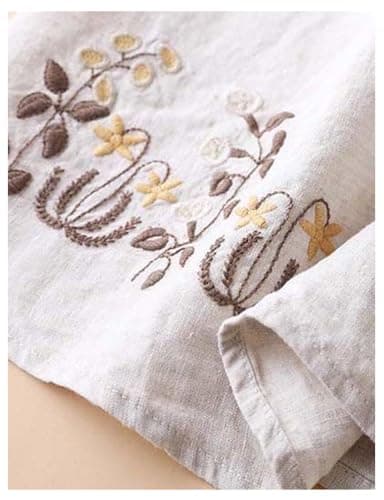 Linen Skirt for Women: 2024 Summer Flowy A Line Embroidered Midi Skirt with Pockets