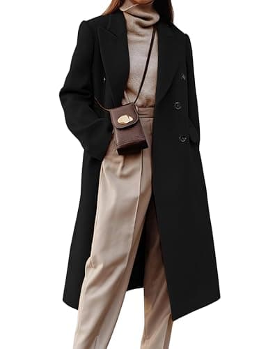 Women's Wool Trench Coat for Fall and Winter — Black