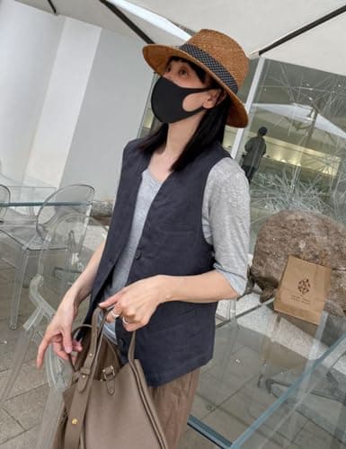 Women's Linen Sleeveless Blazer for Spring and Summer