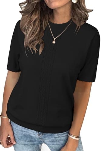 Womens Arach&Cloz Knit Sweater Long Sleeve Casual Spring Outfit Fashion — Black-5006
