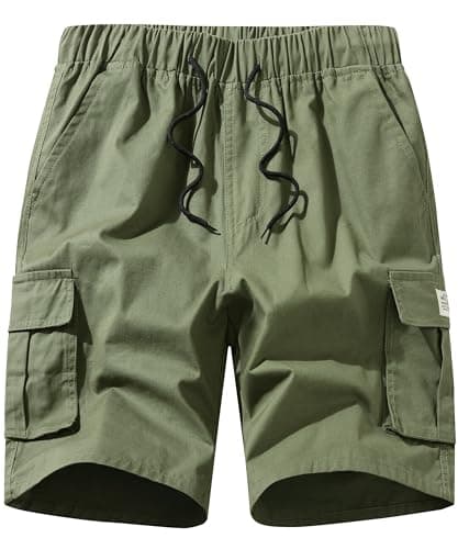 Vcansion Men's Casual Cotton Camo Cargo Shorts with Multiple Pockets — 02army Green