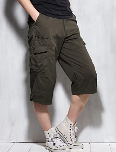 Long cargo shorts for men