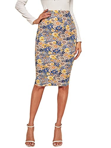 Floerns Women's Plaid Print High-Waisted Knee-Length Bodycon Pencil Skirt — Multi