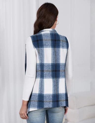 Wool Plaid Sleeveless Vest for Women - Casual Fall/Winter Outwear