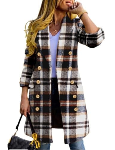 Plaid Wool Trench Coat for Women - 2024 Fall/Winter Collection